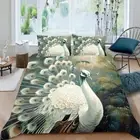 Peacock Duvet Cover Full Size Blue Birds Bedding Set Mystic Feathers Bed Sets
