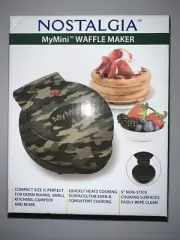 Nostalgia My Mini Waffle Maker Green Camouflage Camo NEW