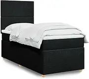 vidaXL - Black King Single Box Spring Bed with Pocket Spring Mattress and LED Lights - Adjustable Headboard and Mattress Topper for Bedroom
