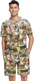 [Joisal] Under the Snow Mountain a White Dragon Mens Pajamas Set Soft V-Neck Mens Loungewear Sets