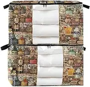 Vintage Various Wines Clear Zippered Storage Bags, Comforter Storage Bags, Zippered Storage Bags with Handles