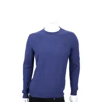 在飛比找Yahoo奇摩購物中心優惠-TRUSSARDI 藍色刺繡LOGO羊毛長袖上衣(50%WO
