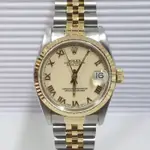 ROLEX勞力士 中型蠔式 男女適用 68273 錶徑31MM 自動機械 米色羅馬面盤 大眾當舖 編號特價*出售