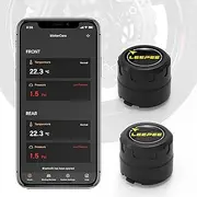 leepee Motorcycle Tire Pressure Monitoring System, Tire Pressure and Temperature Alarm, Wireless Motorcycle TPMS with 2 External Sensors, Support iOS and Android, Valves for Vehicle Tires