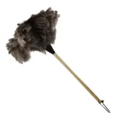 Ostrich Feather Wooden Cleaning Duster 70cm - Natural Grey Floss