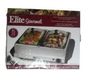 Elite Gourmet - 5-Quart Dual-Tray Buffet Server Stainless Steel - NEW