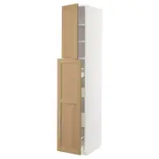 METOD / MAXIMERA hc w p-o func 4drw/1dr/2shlv, white/Vedhamn oak, 40x60x220 cm