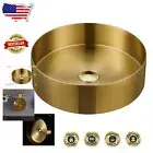 Stylish 14.9" Round Vessel Sink with Splash Proof Design - Brushed Gold Finish