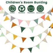 2Pcs Pennant Banner 2.6M Multicolor Bunting Cotton Triangle Flag Hanging