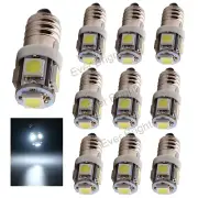 10Pcs 12V White E10 LED 5SMD 5050 LED Light Bulbs E10 Screw LED Mini Light Lamp