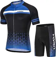 [Nurdo] Men Cycling Jersey Set Breathable Quick-Dry Short Sleeve and Padded Shorts MTB Cycling Outfit Set