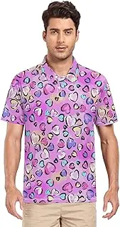 [ZZXXB] Love Heart Leopard Print Men's Polo Shirts Short Sleeve Quick Dry Athletic Outdoor Sports Golf Shirts S-XXL