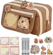 Capybara Pencil Case, Cute Transparent Multi-Layer Pencil Pouch, Capybara Large Capacity Pencil Case, for Girls Secondary School Big Capacity Pencil Case