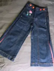 NWT $110 Oilily Girls Wide Leg Retro Flare Jeans Pants 104 4-5 Year