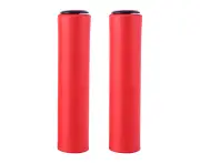 1 Pair Lightweight Soft Bicycle Handle Grip with Bar End Stoppers Red