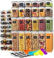 42 PCS Airtight Food Storage Containers with Lids, Kitchen Pantry Organization and Storage, BPA-Free Plastic Scale Food Canisters for Cereal, Flour, Sugar, Dry Food, Include Labels & Marker (42 Pack)