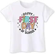 [cheerilulu] First Day of School Shirts for Kids, Back to School Shirt for Boys Girls Toddler, Happy First Day of School Funny Tee