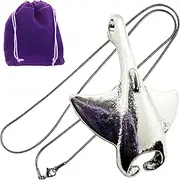 [Dave The Bunny] Stingray Decor - Stingray Necklace Elegant Stainless Steel Snake Chain Fish Necklace with Metal Alloy Charm - Exquisite Ocean Jewelry, Perfect Ocean Necklace for Marine Life Enthusiasts, Stainless