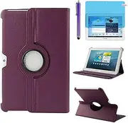 Case for Samsung Galaxy Tab 2 10.1 inch (GT-P5100 GT-P5110 GT-P5113), 360 Degree Rotating Folio Stand Case Smart Protective Cover, Bonus Stylus Pen,Screen Film (Purple)