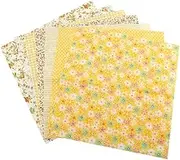 3 Types 7pcs 50×50cm Cotton Fabric, DIY Assorted Squares PreCut Bedding Suite Quarters Bundle, Craft Patchwork Fabric Bundle (Yellow Flower System)