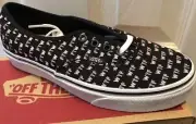 New Vans Authentic Low Top Sayings Black Women's Size 6 Wtf Ftw Print
