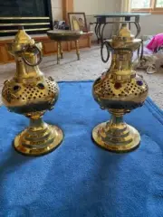 Set of Brass Lamp Posts - will need wiring & Lamp Shade Kit to operate