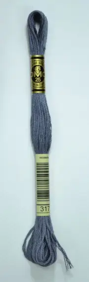 DMC Stranded Cotton #317 Pewter Gray Hand Embroidery Floss 8m Skein