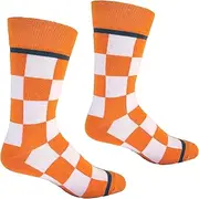 Tennessee Checkerboard Orange and White Men's Socks, White, Orange, 7-12