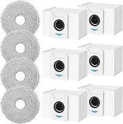 Accessories Kit for Ecovacs Deebot T20 Omni / T20e Omni / X1 Omni / X1 e Omni Robot Vacuum Cleaner Replacement Parts, 4 Mop Pads, 6 Dust Bags