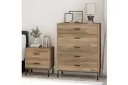 Cosmoliving Bronx Chest of 5 Drawers Tallboys & Dressers With Bedside Table
