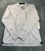 Zakbrand Shirt Mens Large Tailored Long Sleeve Button Up Collared Rose Gray NWT