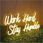 Sign Lamp Work Hard Stay Humble Neon Sign LED Light USB Powered For Wall Decor For Bedroom Office Apartment Study 42cm×24cm