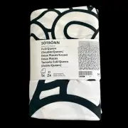 IKEA SOTRONN White & Black Patterned Full/Queen Duvet Cover & Pillowcases