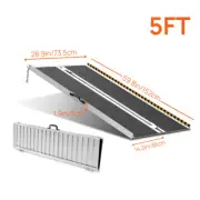 Folding Wheelchair Ramp Portable Aluminum Threshold Ramp 5FT 600LBS Load