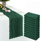 10 Pack Emerald Green Cheesecloth Table Runner Gauze Rustic Sheer 35 x 70 inc...