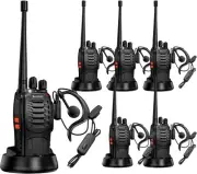 Rechargeable Long Range Two-Way Radios with Earpiece 6 Pack AR-5 Walkie Talki...