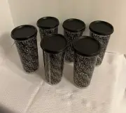 TUPPERWARE DRINK TUMBLER...SET of 6...BLACK AND WHITE....NEW