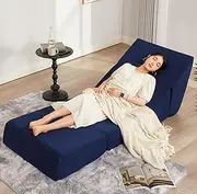 Litbird Folding Sofa Bed, Futon Couch, Convertible Sofa Bed, Foldable Memory Foam Sleeper, Floor Sofa Couch for Living Room, Bedroom, Guest Room, Corduroy, 30" Width, for Adults, Blue