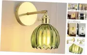 Vintage Wall Sconce - 180° Adjustable Gold Brass Wall Light with Green Tulip