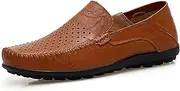 [Go Tour] Men's Premium Genuine Leather Casual Slip On Loafers Breathable Driving Shoes Fashion Slipper
