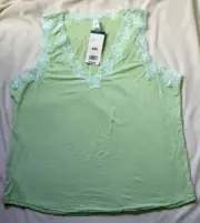 Green Modal Camisole with Lace by Hillard & Hanson - Size XXL