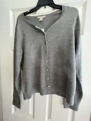 Banana Republic 100% Merino Wool Cardigan Women’s XL Gray - Silver Buttons