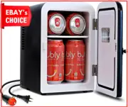Retro 4L Mini Fridge 6-Can Portable Cooler Skincare Makeup 12V AC Bedroom Office