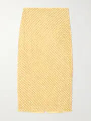 [Veronica Beard] Veronica Beard - Allora Embellished Crepe De Chine Midi Skirt - Saffron - US10 US 10 Yellow