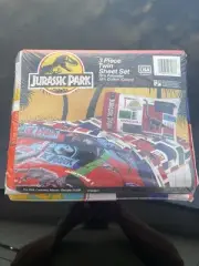 JURASSIC PARK Dinosaurs Sheet Set Twin Piece Vintage 90's NEW NOS