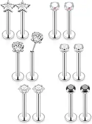 [Dyknasz] 20G 18G 16G Threadless Push in Medusa Piercing Jewelry Tragus Earring Set Surgical Steel Labret Jewelry Lip Rings Stud for Women Men Forward Helix Earrings Flat Back Cartilage Earring