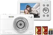 zolyet 1080P Digital Camera Digital Video Camera Camcorder 56MP 2.88 Inch IPS Screen 8X Digital AF Auto Focus -Shake Face Detect with 32GB ry Card 2pcs Batteries Teens White
