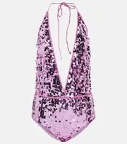 [Oseree] Oséree Sequined halterneck swimsuit AU 12 purple