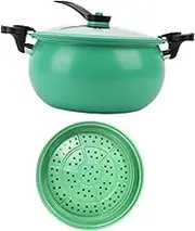 yuksok Micro Pressure Cooker Cookware 7L Double Handle Multipurpose Non Stick Soup Pot Simmer Pot for Food Soup Pasta Noodle Cereals, green