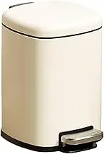 Poubelle Stainless Steel Step Trash Can, Round Metal Garbage Bin with Foot Pedal, Removable Inner Bucket and Handle for Living Room, Bedroom, Bathroom Poubelle(White,25L)